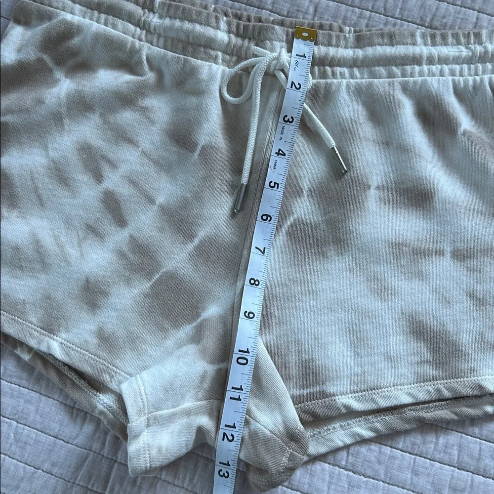 Z supply SADIE SPIRAL TIE-DYE comfy 100% cotton pull on beige lounge shorts L​ - Picture 9 of 10